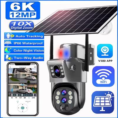 LS VISION 6K 10X Zoom WiFi Solar-Außenkamera Drei Objektive 12MP HD Nachtsicht PTZ Überwachung PIR Auto Tracking Drahtlose Netzwerkkamera