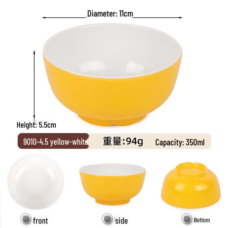 10-Pack Two-Tone Melamine Rice & Dipping Bowls