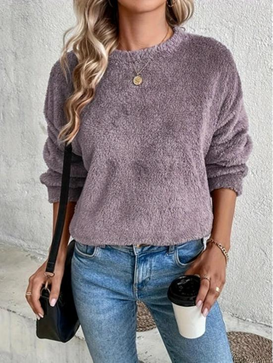 Autumn/Winter Women's Loose Plush Pullover Sweater with Double-sided Fleece
