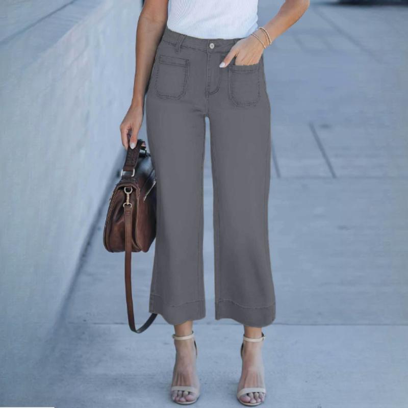 Damskie letnie luźne spodnie proste z szerokimi nogawkami, dżinsy po praniu, spodnie do kostki