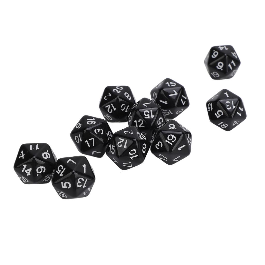 10PCS Polyhedral Dice Set Plastic Lightweight 20 Sided Dice for Role Playing Table Games