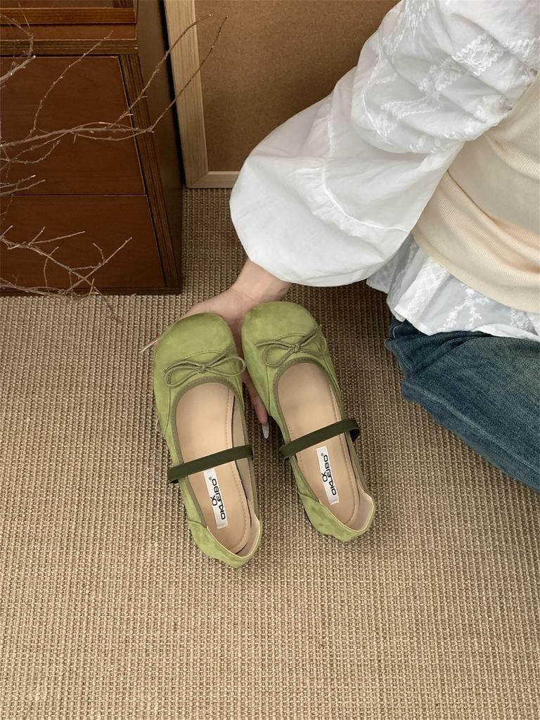 Korean version of ballet square head shallow mouth fairy with skirt shoes 2025 new autumn suede Mary Jane shoes