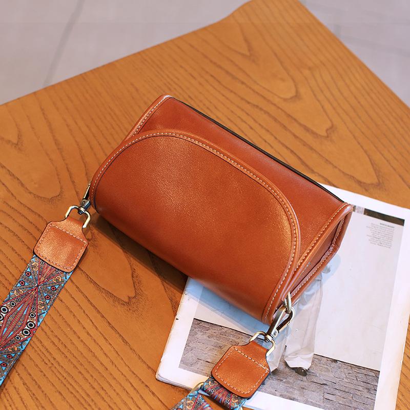 New retro leather women's bag first layer vegetable tanned cowhide shoulder bag fashionable versatile messenger bag
