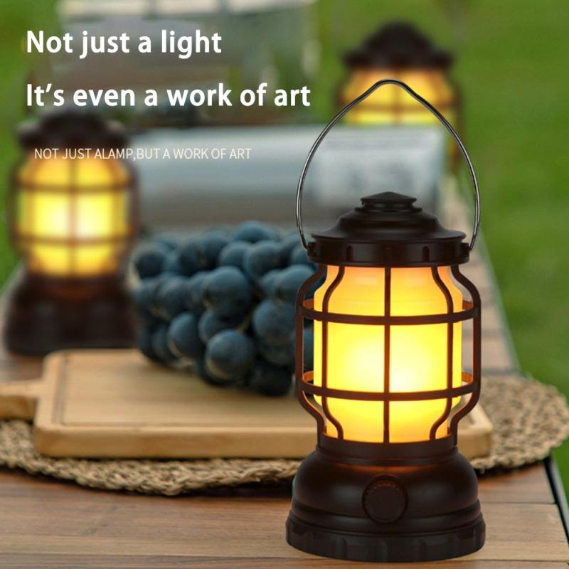 Portable Outdoor Camping Lantern Multifunctional Ip44 Waterproof Usb Rechargeable Retro Lamp