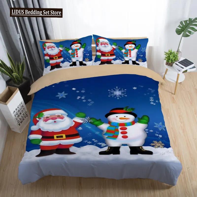 3D Printed Merry Christmas Bedding Set Queen/Twin/King Size  Christmas Decoration Home Bedclothes With Bedding Pillow