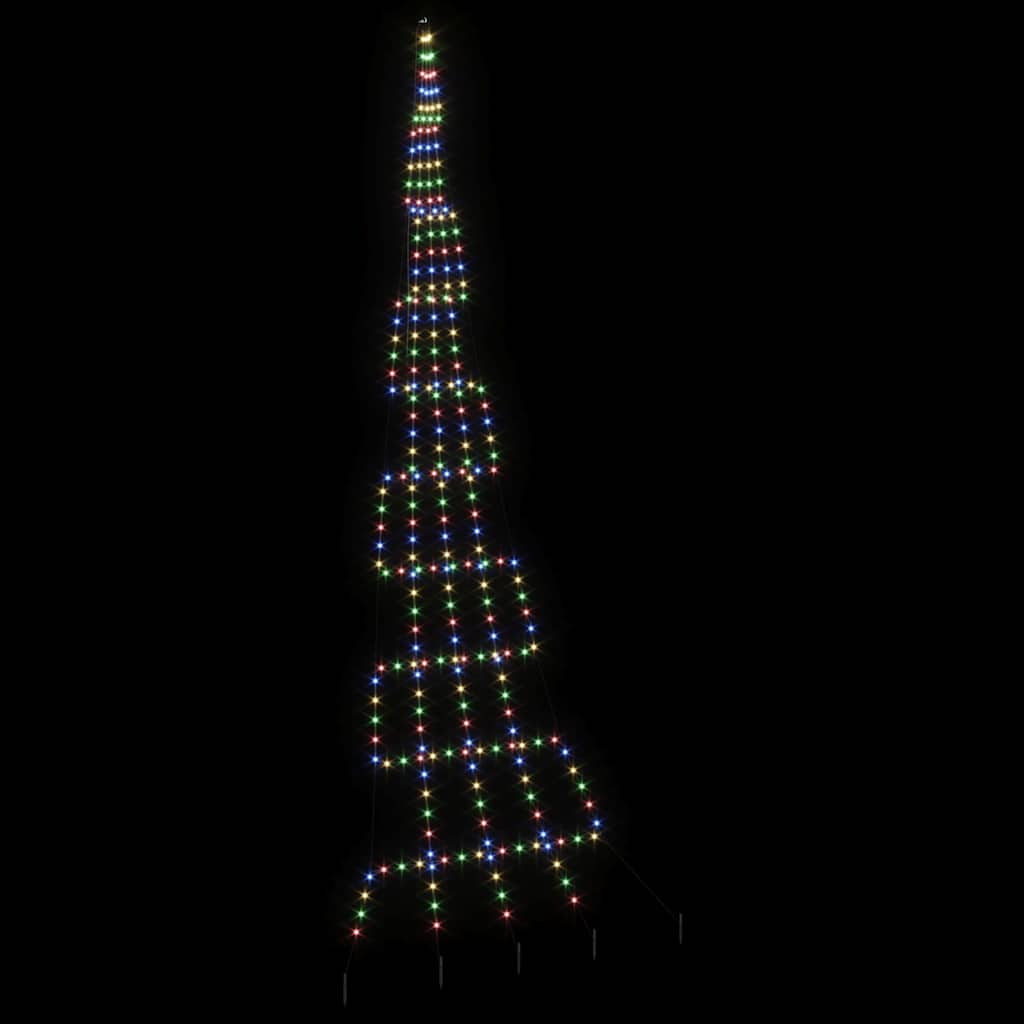 LED Christmas Tree with Ground Spikes Multicolored 511 cm Metal