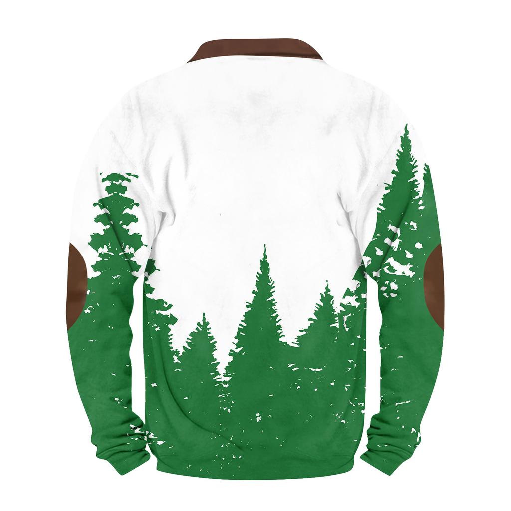 Men'S Retro Casual Zipper Sweatshirt Fashionable Printed Sports Pullover