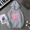 Heart Shape Print Graphic Hoodies Cute Clothing Fashion Loose Pullover Sweatshirt Casual Girl Hoody Tops