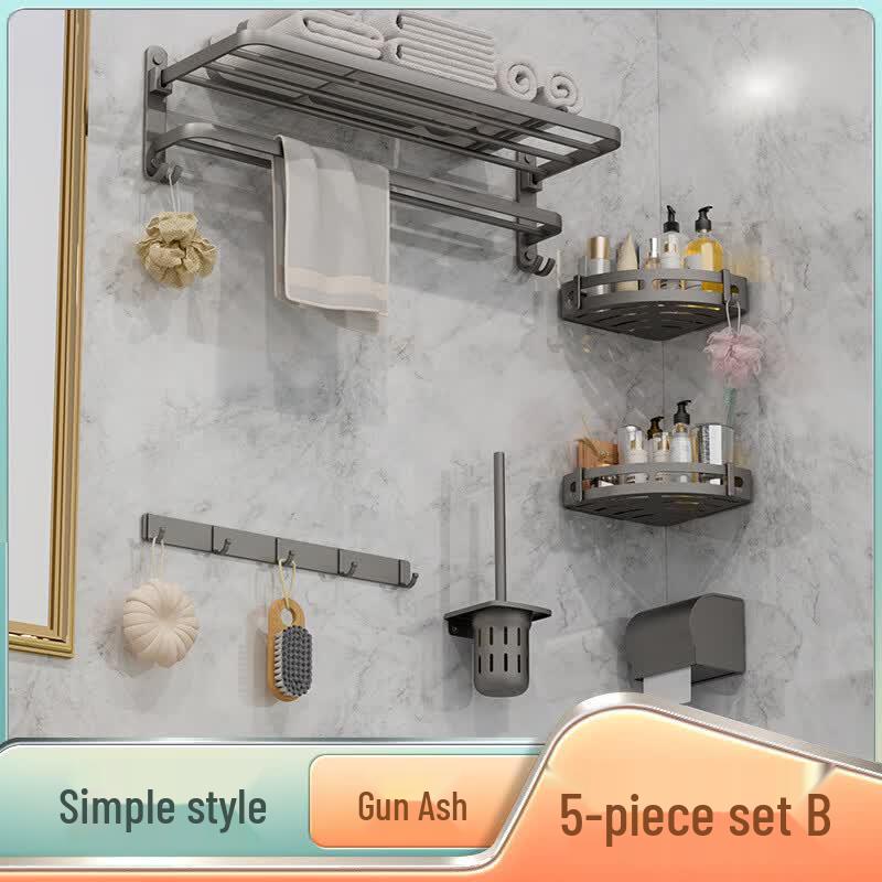 

Gunmetal Grey No-Drill Bathroom Towel Rack Set