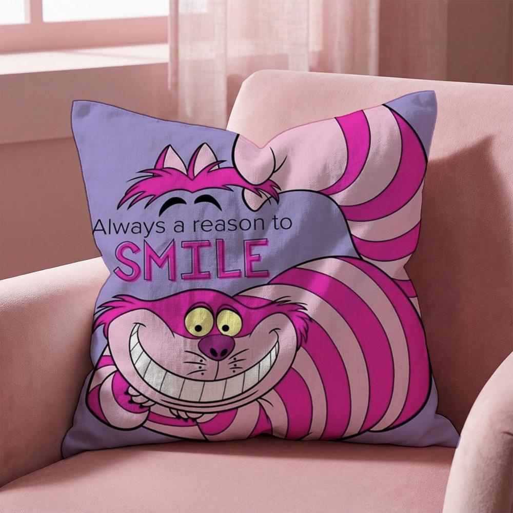 SSmiling CCheshire Cat Cushion Cover MultiScene Pillow Cover for Home  Car  Reversible Soft  Durable for Daily Use