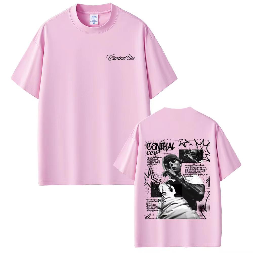 Hot Sale Rapper Central Cee Double Sided Graphic Print T Shirt Men Women Hip Hop Streetwear T-shirt Breathable Streetwear Short Sleeve Casual Tees