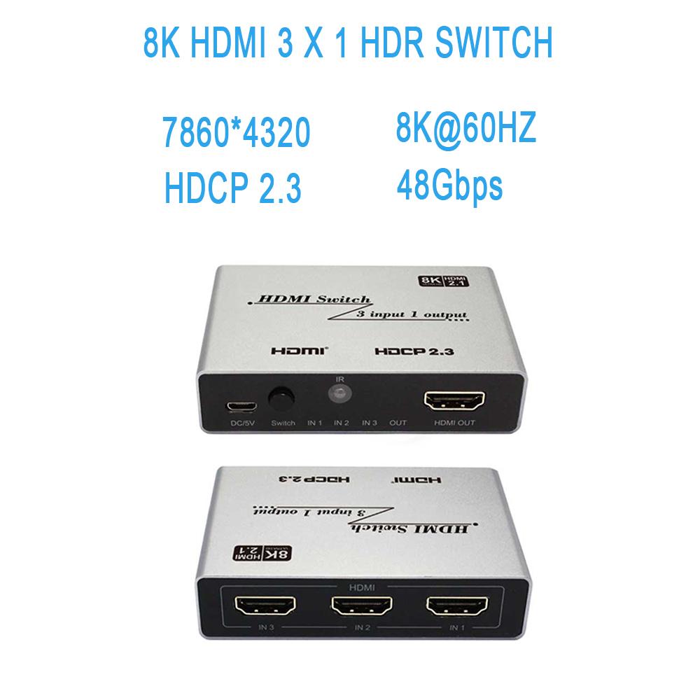 Original Factory 8K Hdmi Switch 3X1 DP Hdmi Kvm Switch Hdmi 2.1 Switch 8K Bi-Directional Splitter 2 in 1 for 8K TV