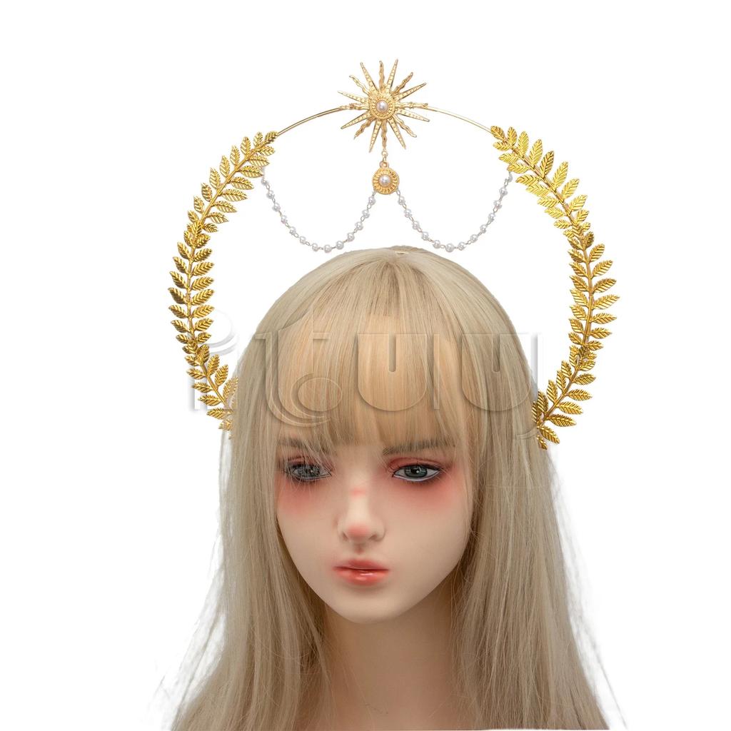 Halo Crown Headpiece Gothic Lolita KC Headdress Angel Feather Wings Halo Goddess Headband Headdress Accessories