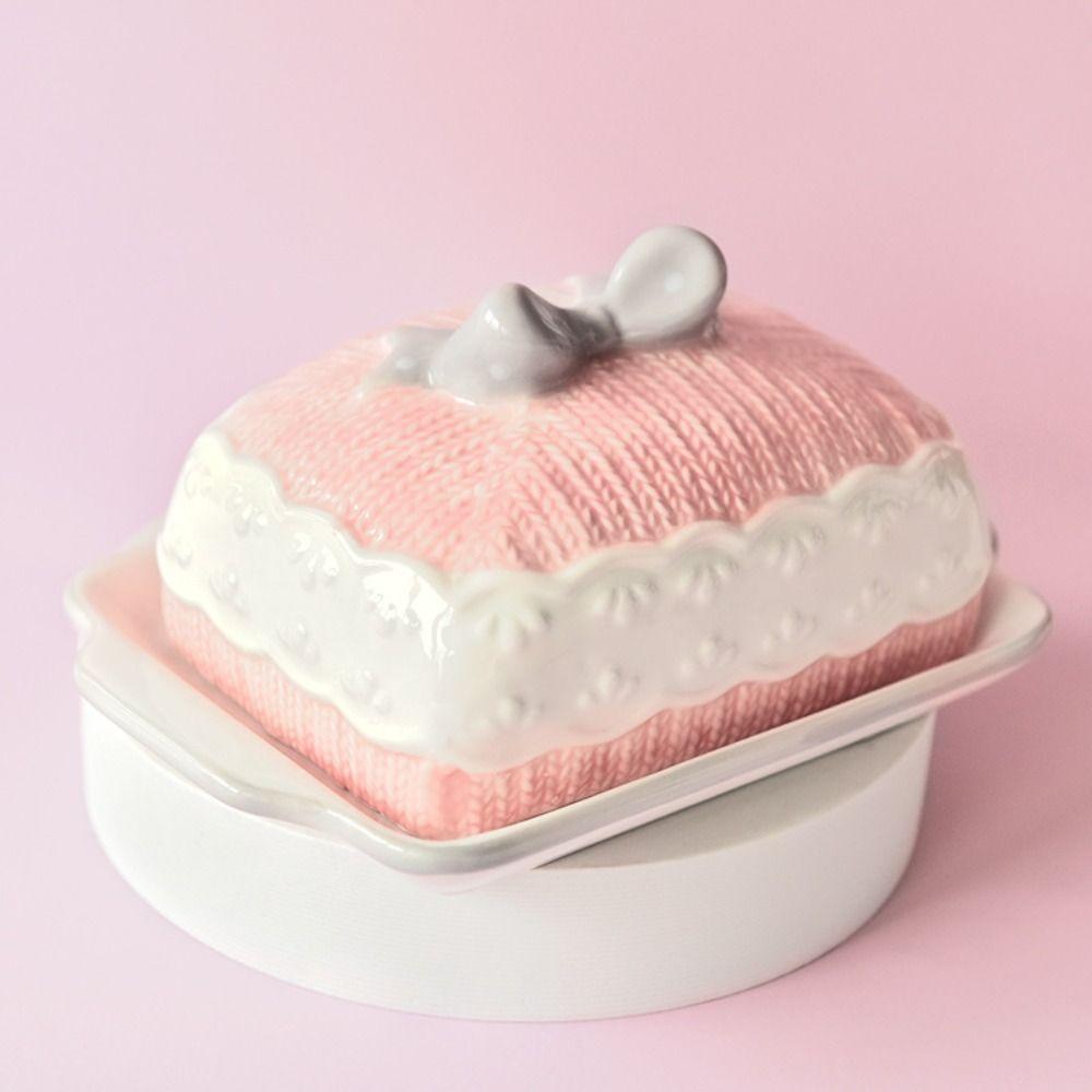 Pink Butter Cheese Plate Creative Pudding Storage Keeper Tray Home Decoration Butter Dish  Kitchen