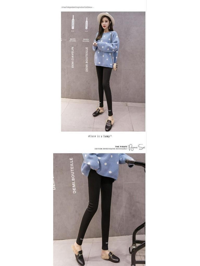 Umstandsmode Modische Übergröße Bauchstütz-Leggings, Herbst/Winter-Stil, Samtgefüttert, Dicke & Warme Hose