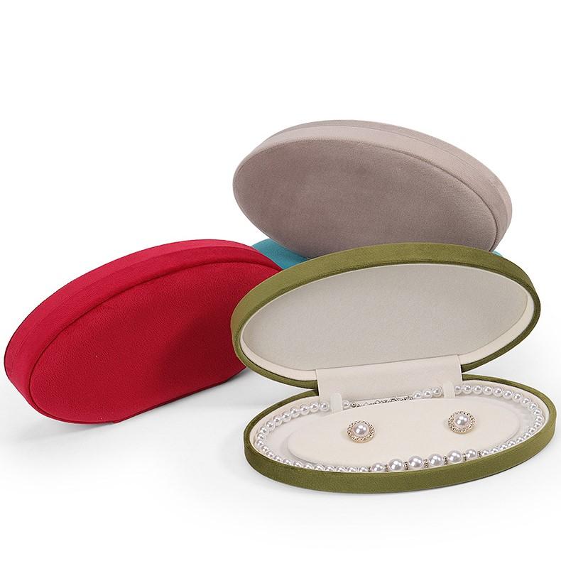 Oval Pearl Necklace Packaging Box High-end Sense Gift Box for Mother Earrings Chain Storage Flannel Jewelry Box