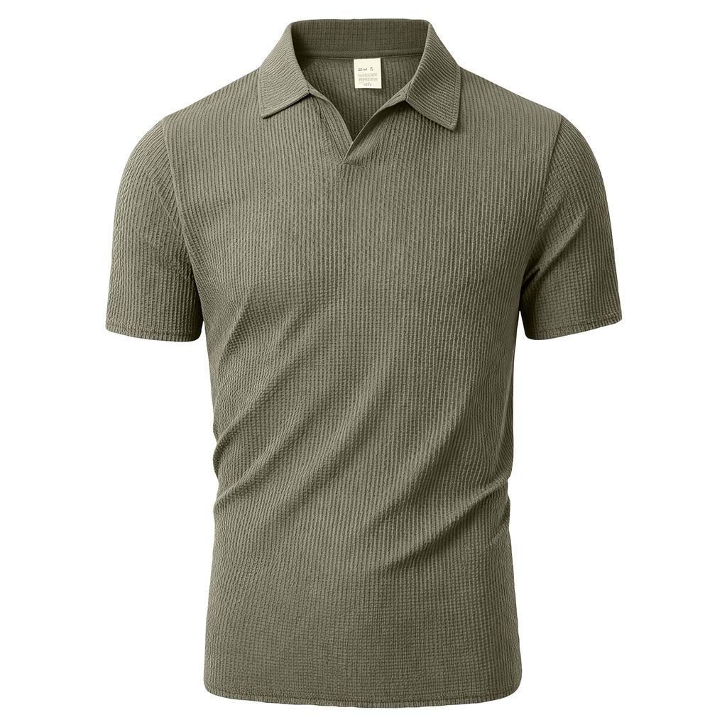 Men's Summer Ice Silk Mesh Short Sleeve Polo Shirt Buttonless Design Breathable Lightweight Casual Top