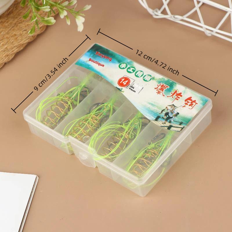 4Pcs Isni Explosive Hook Waist Drum Spring Bait Hook Anti-Winding Silver Carp And Bighead Fish Group Fishing Accessories