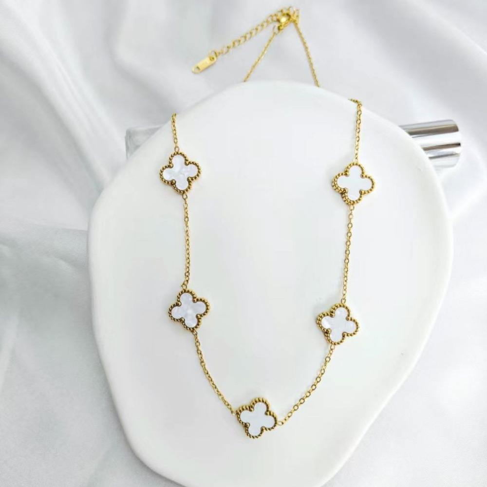 Necklaces Fashion Four-leaf Clover Necklaceelegant Double-sided Classynew Arrival5 Flower Necklacecasual