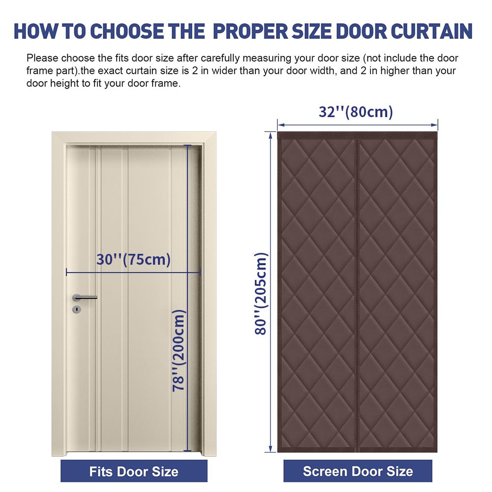 Magnetic Thermal Insulated Door Curtain WaterprooOxford Cloth Filled with Thicken Cotton Insulation Cover Blanket Window Screens