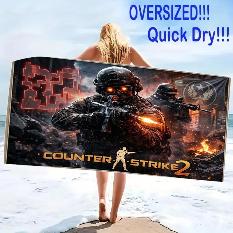 csgo Print Beach Towel, Large Soft Quick Dry Towel for Beach Camping Swimming