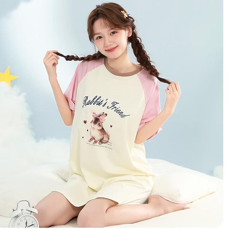 Yinbolun Girls  Cotton Short-Sleeve Nightdress 170