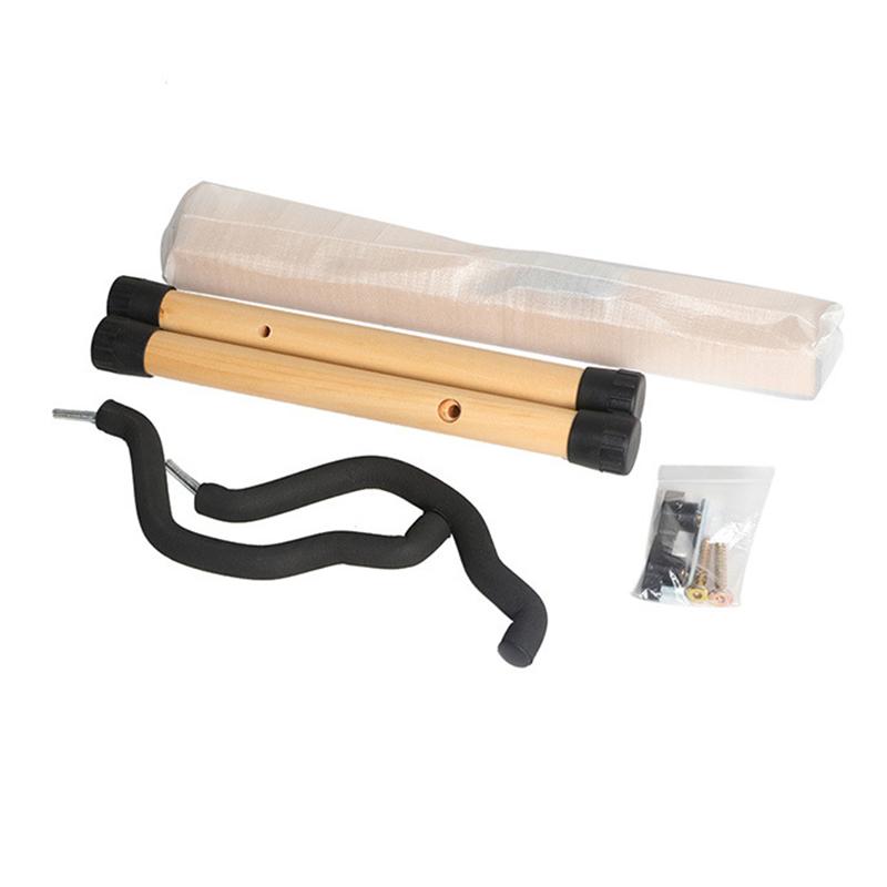 Guitar Stand Wooden Folding Floor Standing Vertical Household Bass Storage Display Holder Rack Light Wood Color