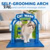 Pet Enrichment Toy Cat Wash Grooming Station, Self Groomer, Arch Car Interactive Design, Soft Rubbing Brushes, Massager Scratcher for Indoor