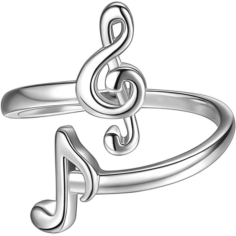 Personalized Fashionable and Versatile Musical Note Music Notebook Enthusiast Adjustable Finger Ring Finger Ring for Men