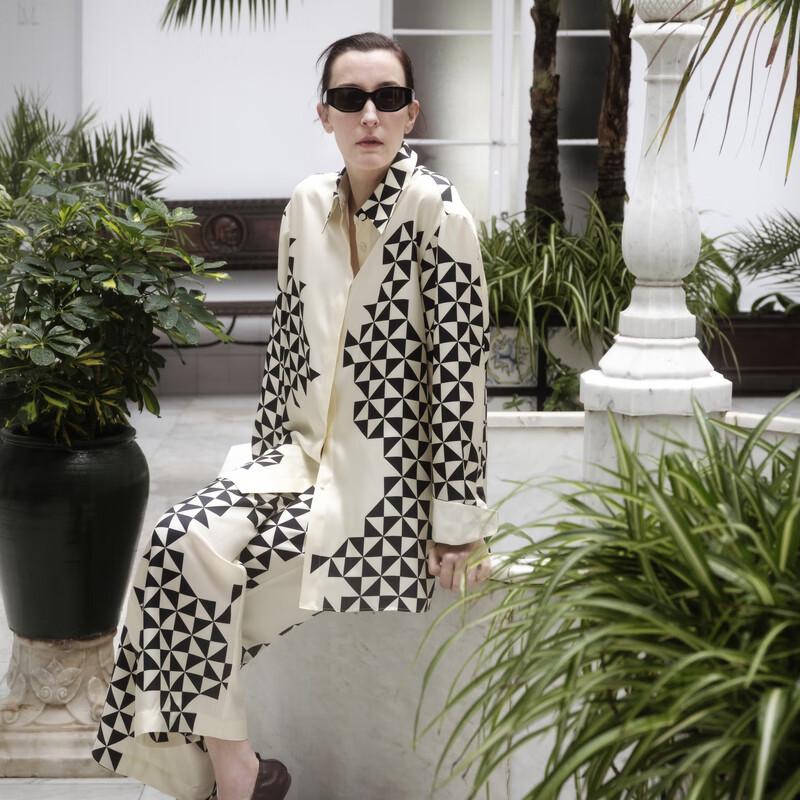 LESS 2024 Summer Casual Mulberry Silk Trousers