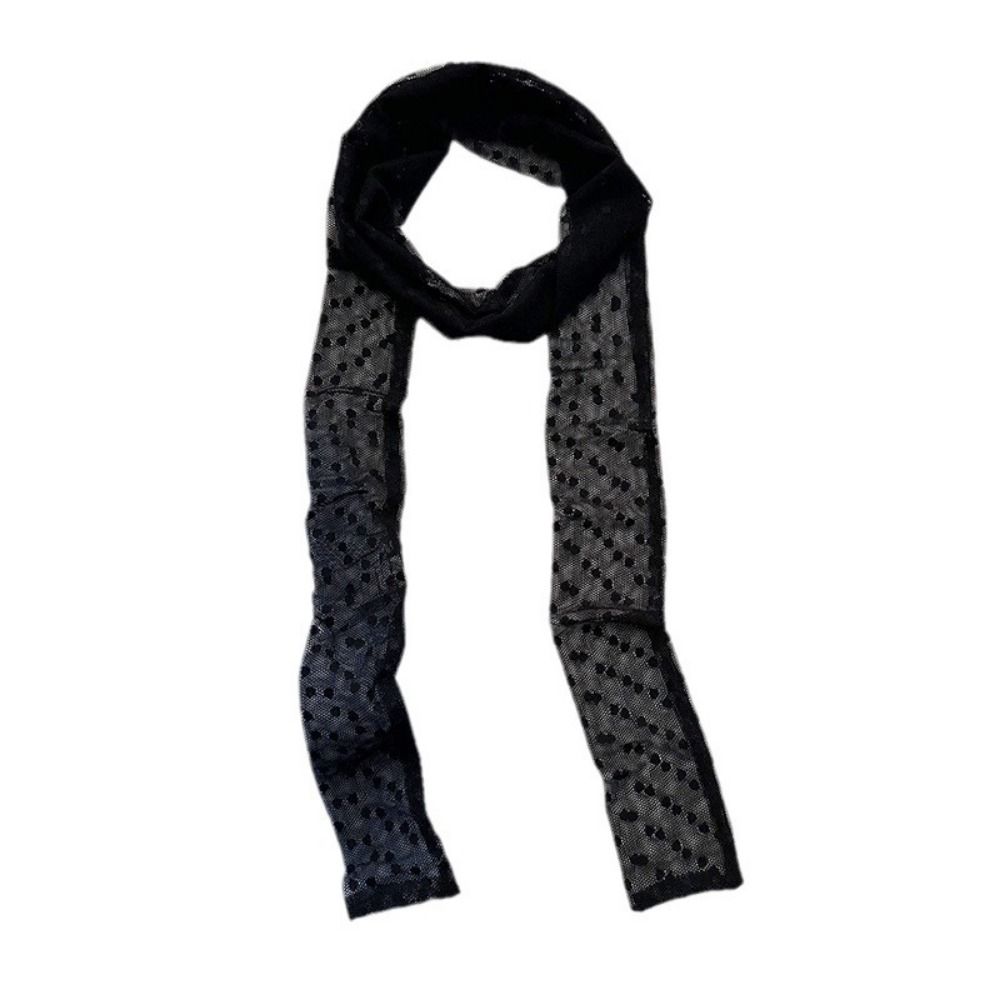 White Black Lace Long Scarf French Style Long Ribbon Trendy Neck Strap  Women