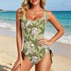 Womens Swimsuit Tummy Control Push Up Bathing Suit Scoop Neck Slimming Swimwear Adjustable Side Tie Leotard