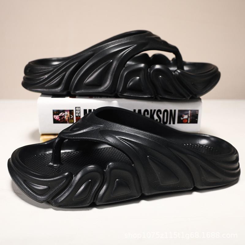 

Summer men s flip-flops wear wear wear-resistant beach slippers men s foot pinch sports casual non-slip cool slippers 40-41 чорний