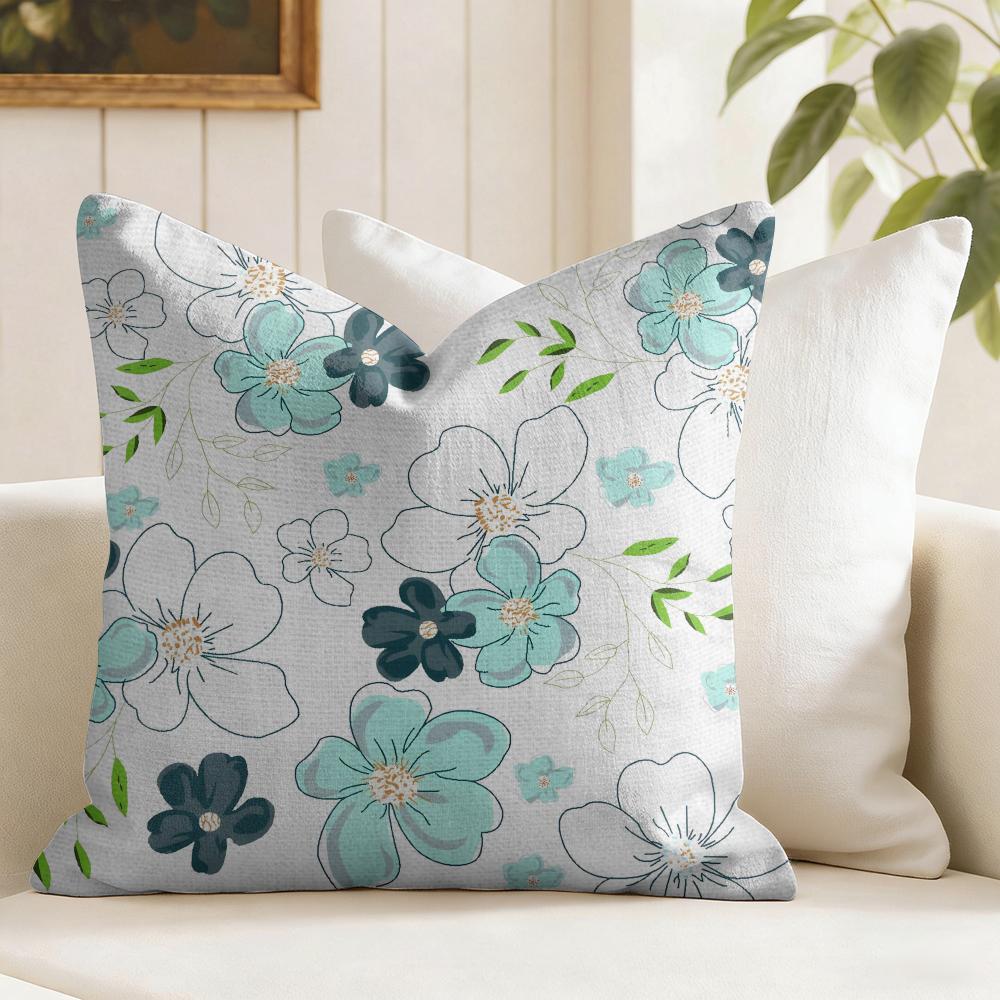 Simple and elegant flowers Cushion Cover Natural Linen Pillow Cover DoubleSided Print Cushion Cover for Sofa Home Decor