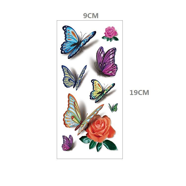 

3D цветная бабочка роза цветок ключица рука маскировка сексуальная имитация вода переводная фотография водонепроницаемая татуировка наклейка 9*19cm