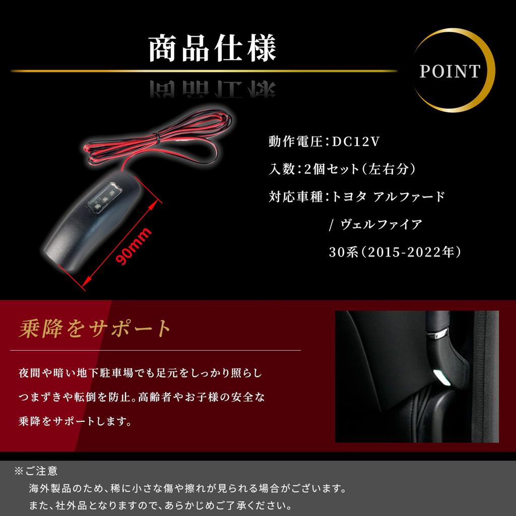 LED Welcome Light, 12 V Foot Lamp, Alphard, Vellfire 30 Series, Early Period, Late