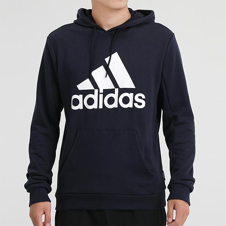 Adidas Logo Print Sports Pullover Hoodie Men Hoodie Dark-Blue GC7342