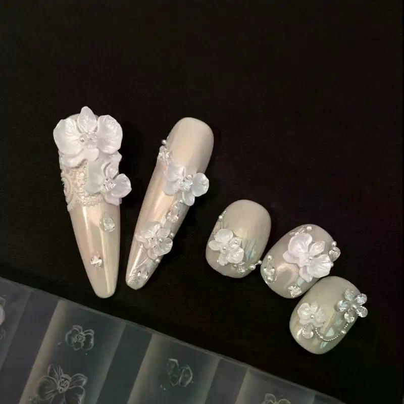 Phalaenopsis Flower DIY 3D Silicone Nail Mold Sweet Butterfly Orchid Design Manicure Carving Template