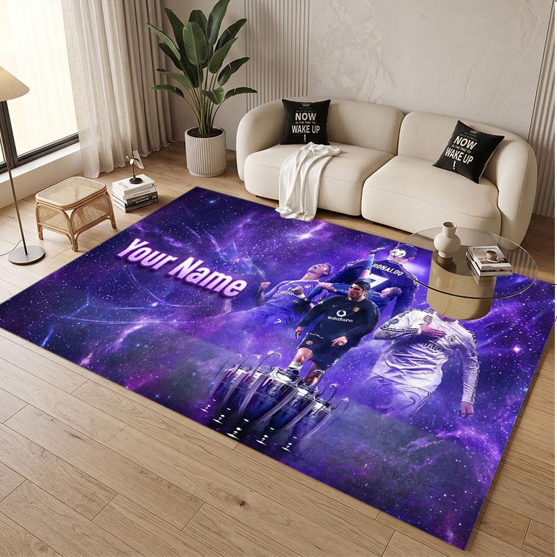 Tappeto Personalizzato Cristiano Ronaldo Modello Stampa Nome Testo Morbido Antiscivolo Tappeto per Pavimento per Decorazione Interna Casa