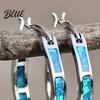 Artificial Opal Jewelry 1 Pair Lady Hoop Earrings Faux Moonstone