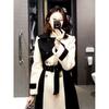 Women Fashion Contrast Color Patchwork Spring Windbreaker Coat Female Windproof Jacket Autumn Korean Mid-length Trench Coat