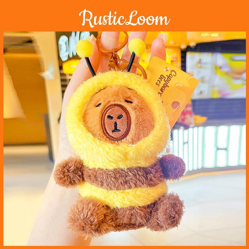 Cute Capybara And Bee Cartoon Keychain Decoration Plush Gift For Friends