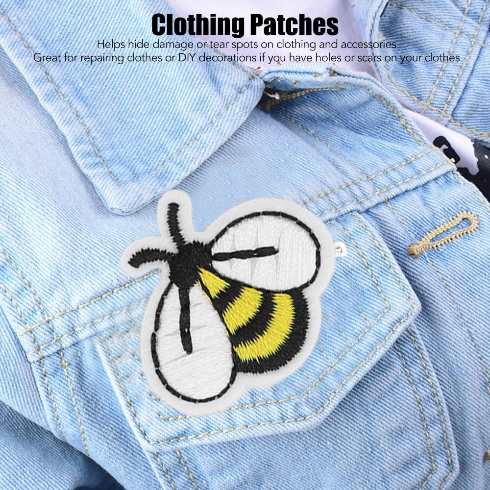 20pcs Embroidered Bee Embroidered Patches Bee Shape Sewing Patches Decoration Iron On Patches Dress