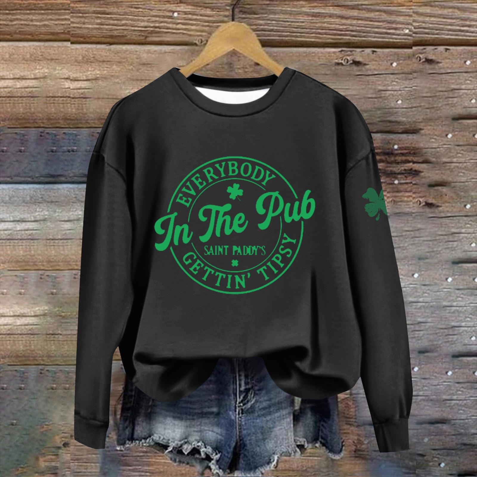 

Женская повседневная модная блузка с длинным рукавом и круглым вырезом, пуловер с принтом L чёрный