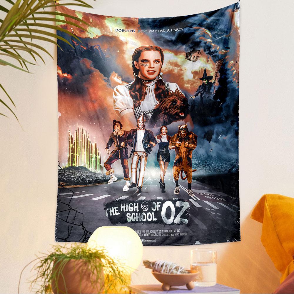 Wizard of Oz Tapestry Wall Hanging, Dorothy Wanted a Party School Poster Art, Retro Wall Decor for Bedroom Living Room Dorm