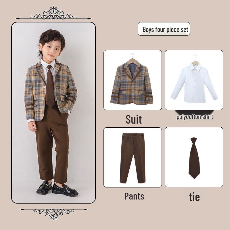 Children's British Academy Style Plaid School Uniform Set - Spring & Autumn