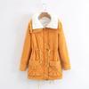 Winter Clothing New Medium and Long Slim Peach Skin Velvet Cotton Coat Drawstring Waist Lamb Wool Warm Coat Women