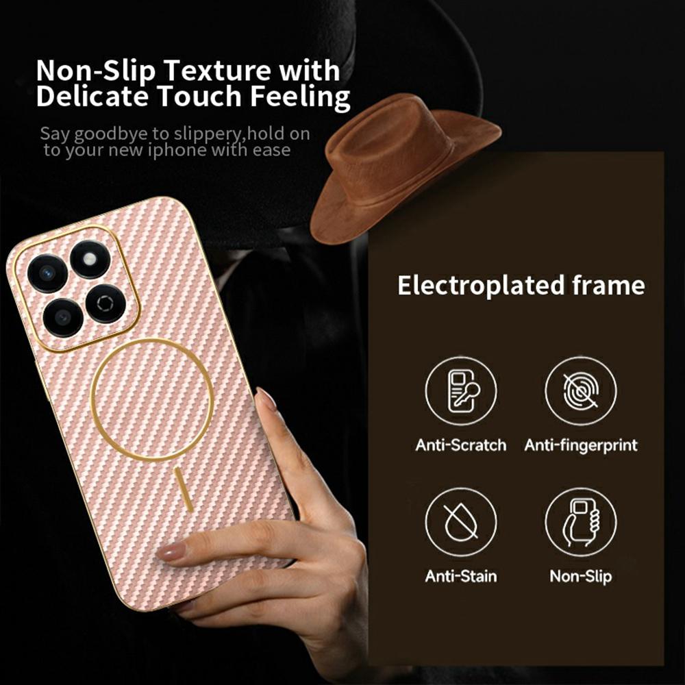 For Honor 200 Smart 5G/X7c 4G Phone Case Carbon Fiber Textured Electroplated TPU Back Cover