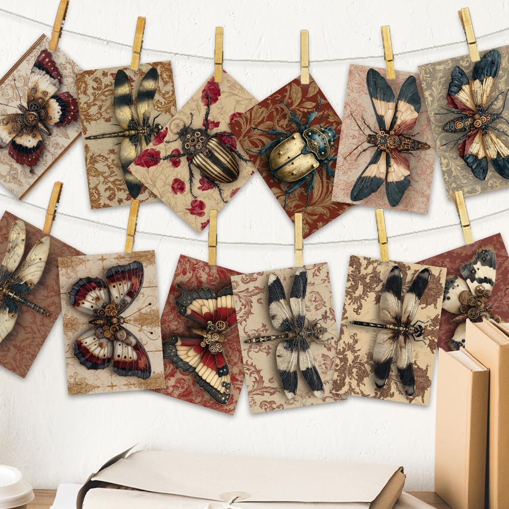 32pcs, Vintage Insect Postcards, Specimens, Birthday/Anniversary Gifts, Collectibles, Suitable for Gift Giving, Can Be Mailed.