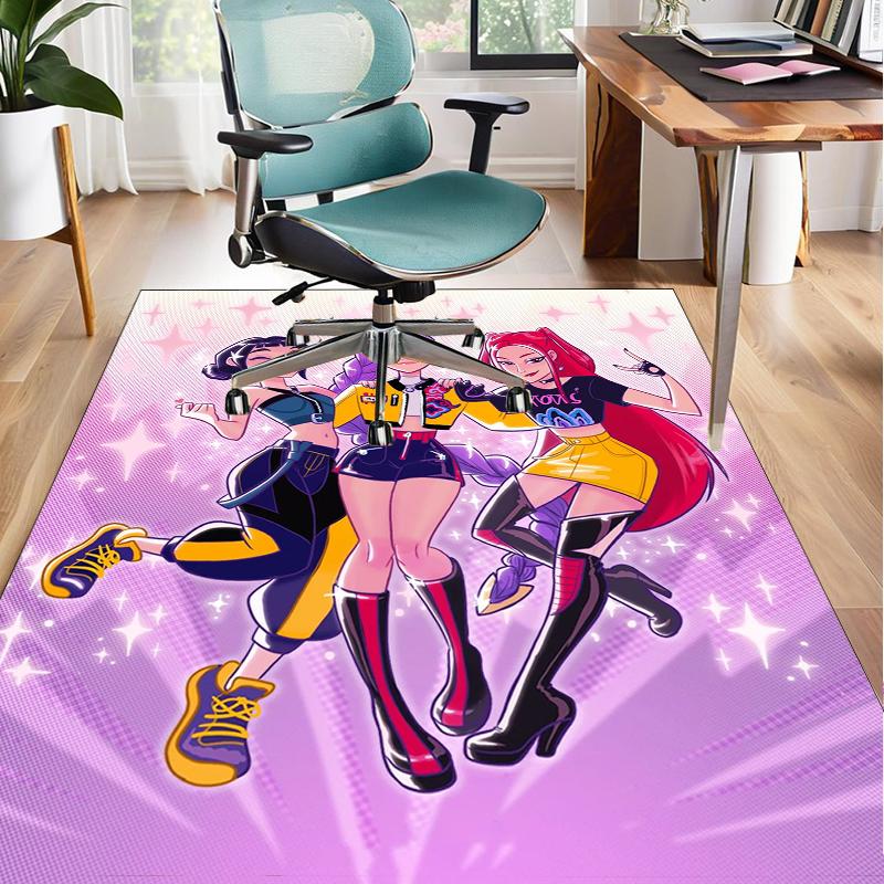 Superhero kpop Friends Adventure Office Rug Chair Mat, Game Carpet, Suitable for Front Door, Bedroom, Living Room, Desk, Holiday Gift